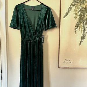 Modcloth Green Velvet Maxi Dress, Size S, New with Tags
